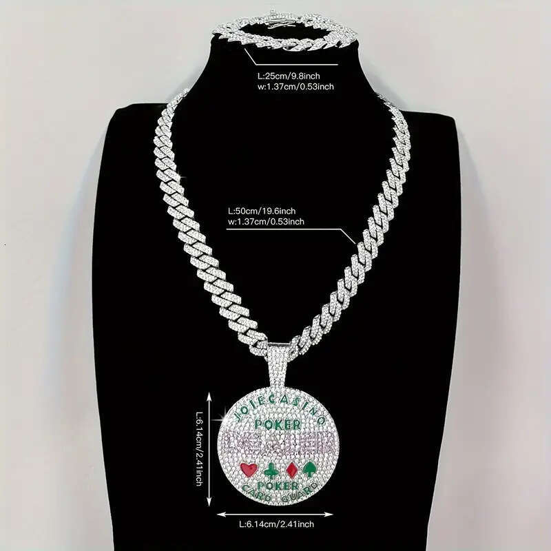 New Geometric Round Letter Creative Exaggerated Alloy Full Dia Hip-Hop Pendant