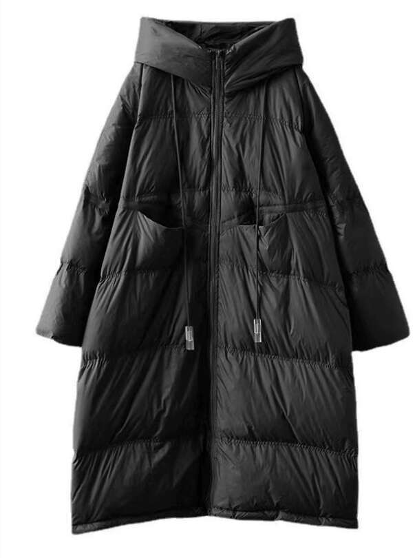 Designer Clothing 2025 Lagabogy 2025 New Winter Women Oversize Long Puffer Coat Female Thick Warm White Duck Down Jacket Hooded Loose Parkas Outwear