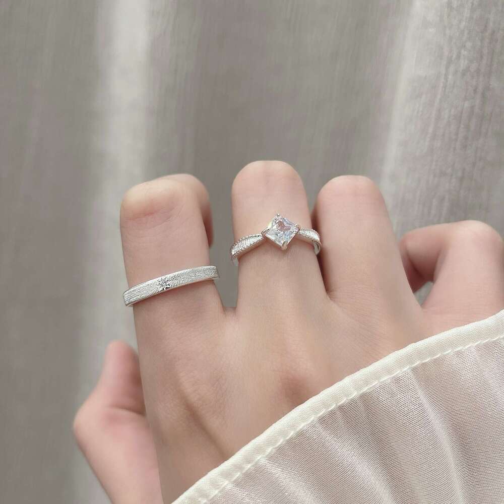 French Vintage Princess Cubic Zirconia for Women Brushed High-end Carved 2025 Spring New Ring e80