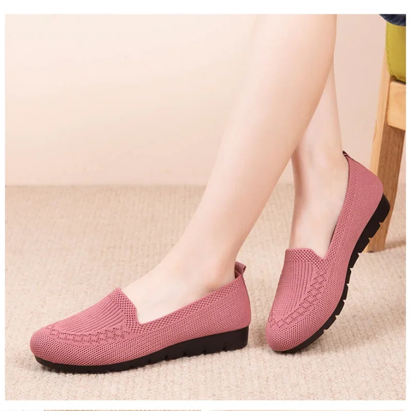 Casual Womens Shoes Summer Mesh Breathable Flat Ladies Comfort Light Sneaker Socks Women Slip on Loafers Zapatillas Muje 250804