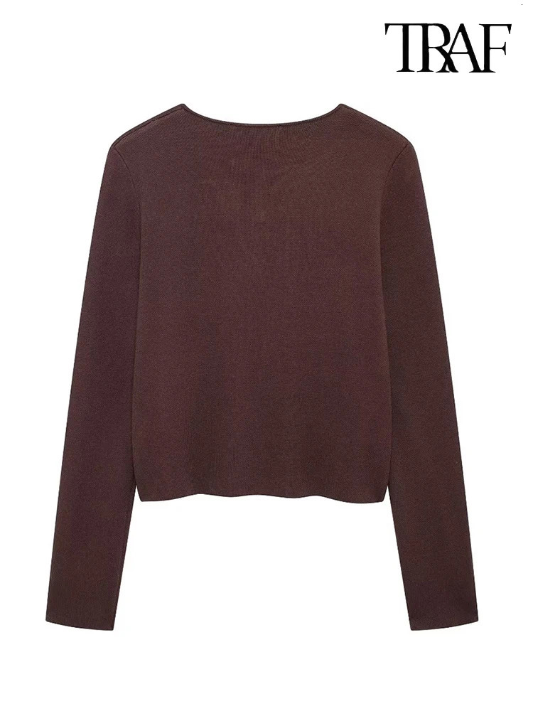 TRAF Womens Fashion fall and winter simple style solid color soft long sleeve doublebreasted knitted cardigan 250730