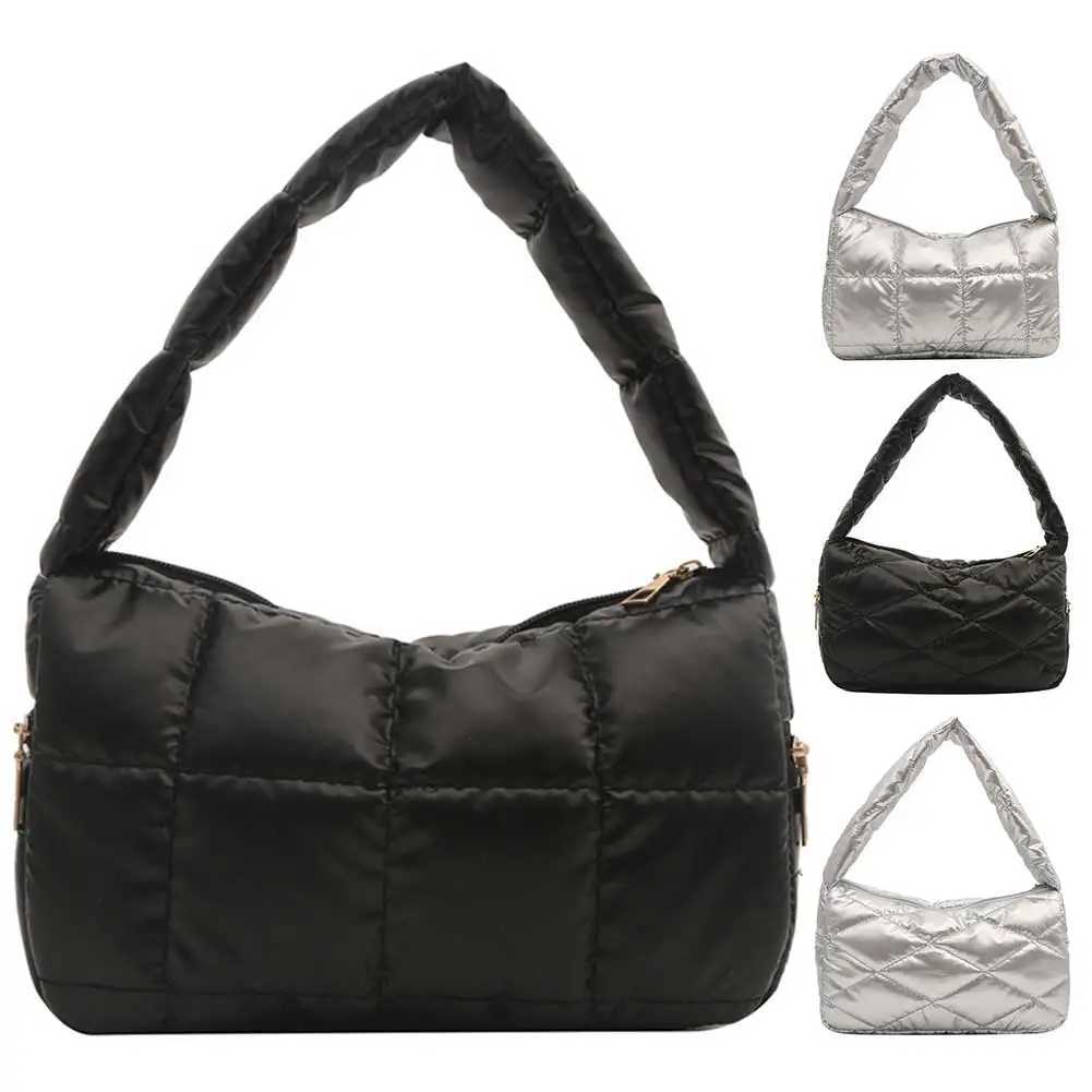 2024 Puffer Shoulder Bags Large Capacity PU Quilted Underarm Bag Stylish Commuting Bags Solid Color Soft Top Handle Bag Y250730