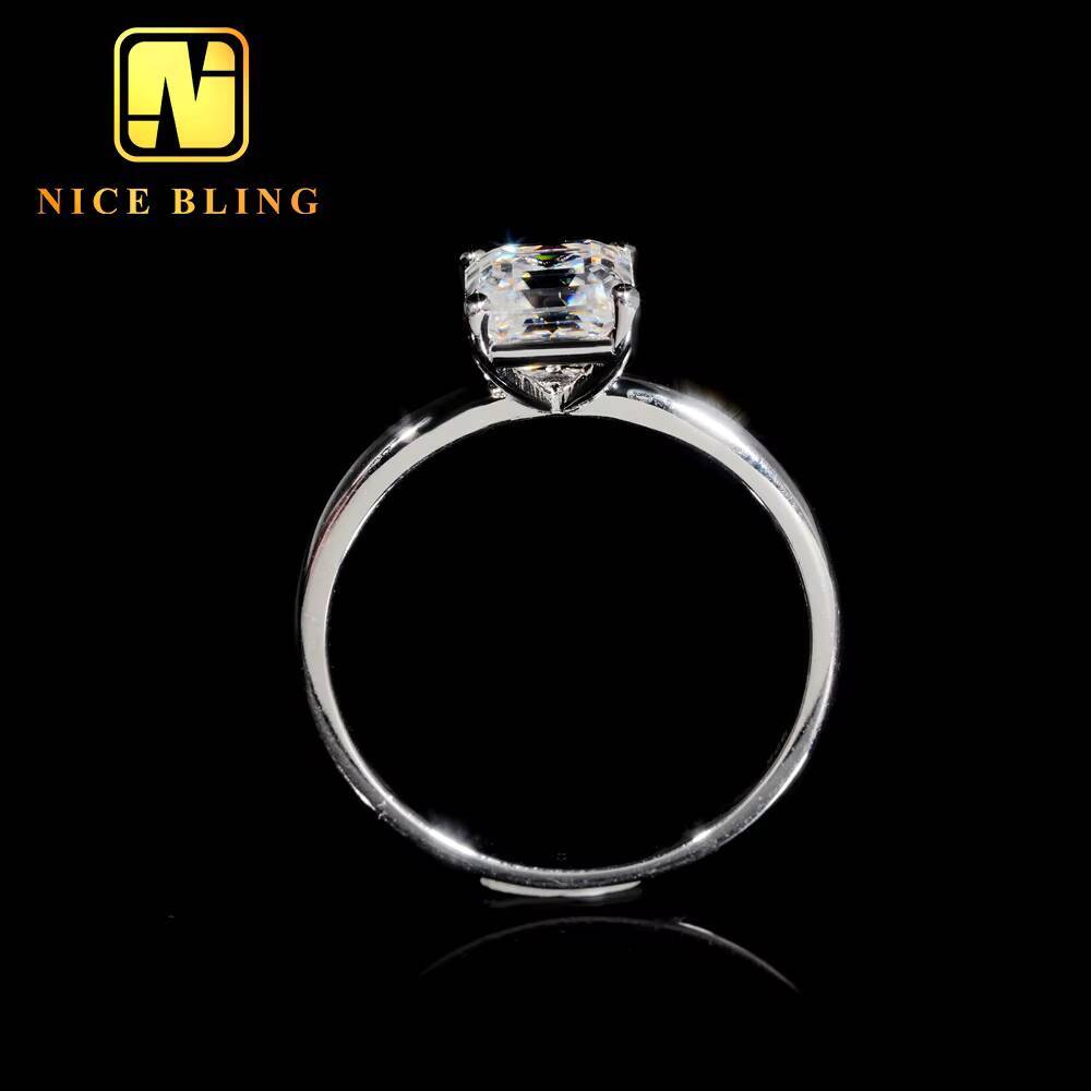 GRA Pass Diamond Tester Moissanite Diamond Engagement Ring 925 Sterling Silver AsscherCut Wedding Ring