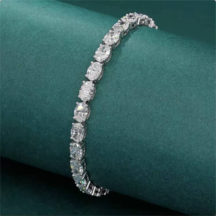 VOAINO 18K 14K 9K Gold Oval Cutting Custom Lab Grown Made HPHT Luxury Diamond Bangle Classic Tennis Bracelets