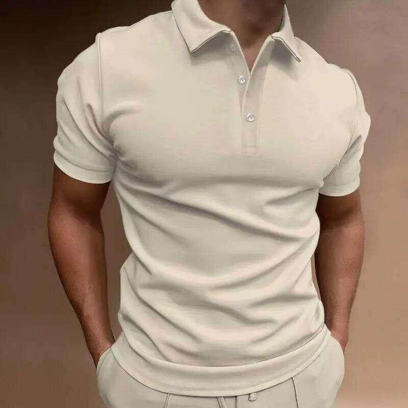New Summer Men's Classic Street Style daily casual solid color lapel comfortable breathable short-sleeved POLO shirt
