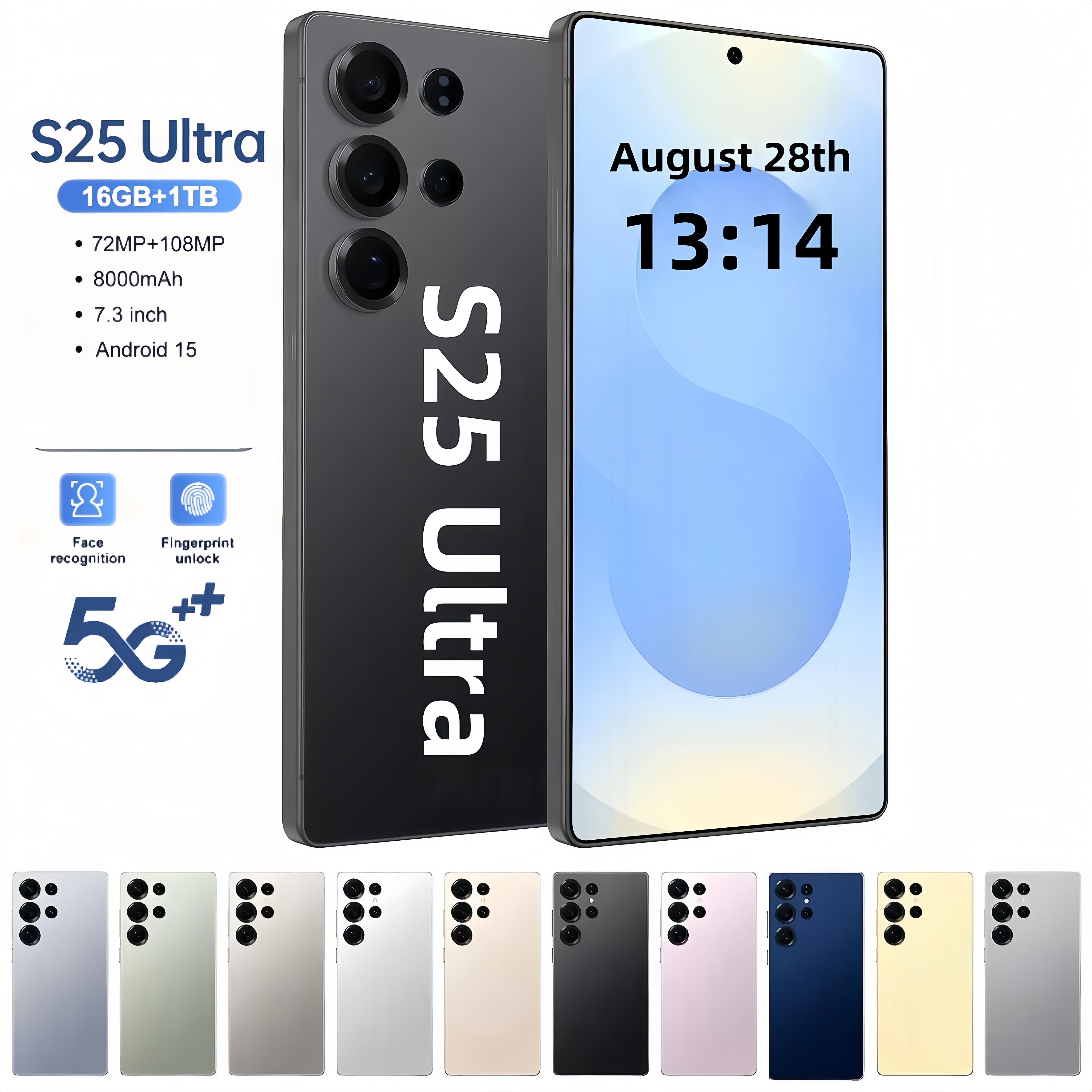 S25 S24 Ultra 5G phone cell phone 12GB+512 Smartphone android phone Octa Core Punch-hole Full touch screen Face ID Unlocked mobile phone Camera GPS