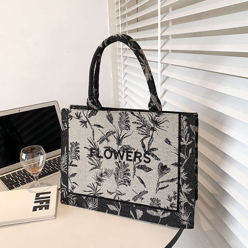 2024 Tote Bamboo Leaf Hard Canvas Large Capacity Simple Fashion Bag for Women