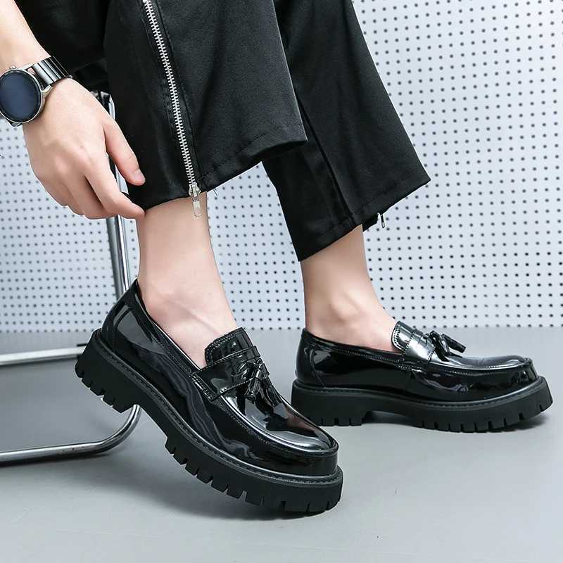 STRONGSHEN Fion Men Tassel Loafers Leather Shoes Business Formal Shoes Designer Oxford Shoes Mens Platform Party Wedding Shoes Y250730