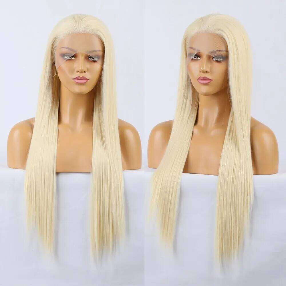Synthetic Front Long Straight Lace Wigs For Women With Baby Hair Heat Resistant Party Cosplay Wig Black Blonde Use