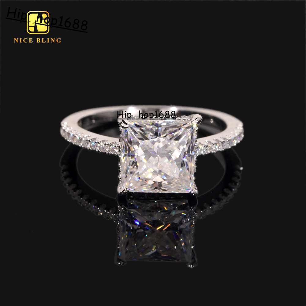 Princess Cut 925 Sterling Silver Rings Factory Price Wedding Ring VVS Moissanite Diamond Fine Jewelry Engagement Ring for Women