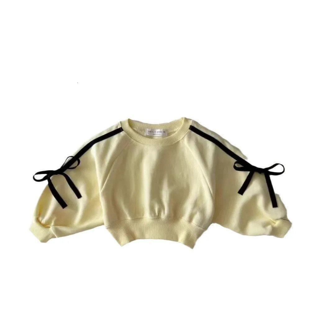 TZ2441 Korean Style Long Sleeve Long Pants Set Spring Autumn Sports Baby Girl Butterfly Knot Splice Sweatshirt Two-Piece Set 250729