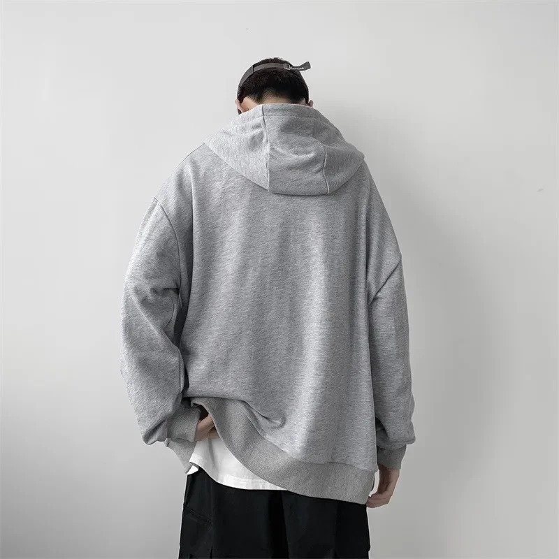 Mens LooseFit Cardigan Sweatshirt Autumn Korean Style Versatile Casual Hooded Top Student Sports Jacket 250729