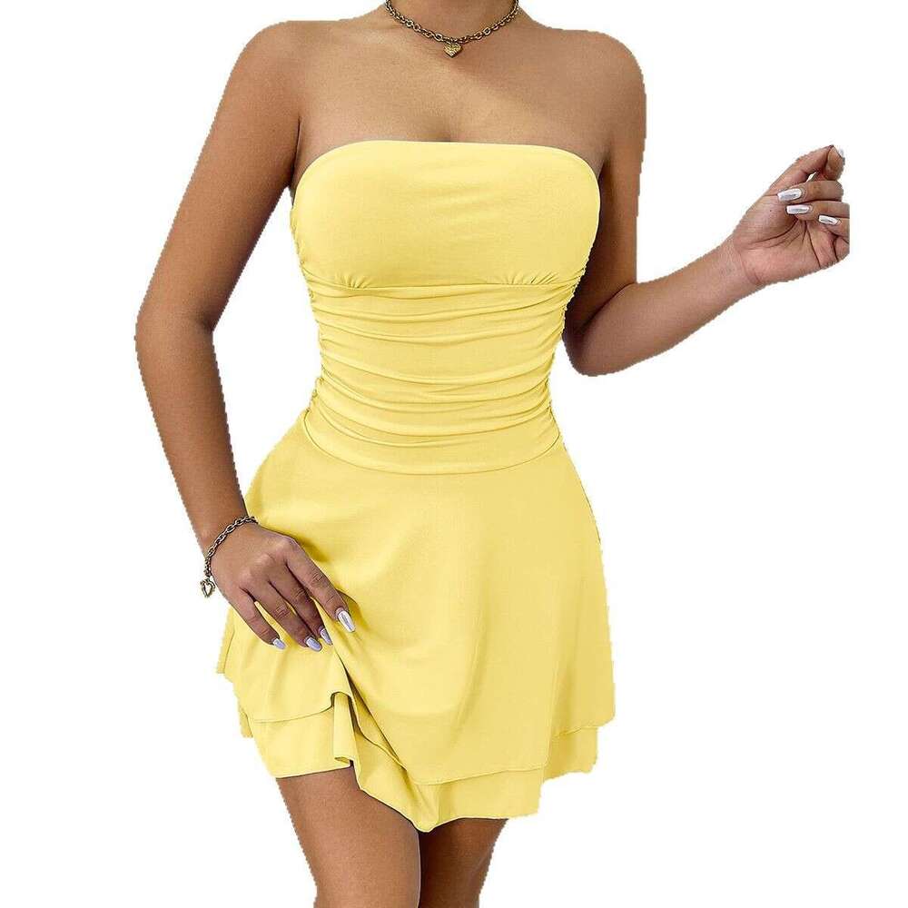 New Fashion Women's Slim Fit Ruched Strapless Bodycon Sexy Dress B5
