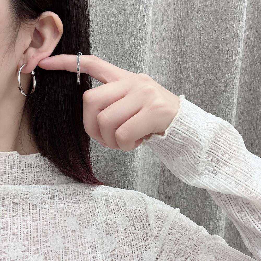 TikTok Rose Style French Metal Hoop Adjustable Elegant Versatile 2025 Spring New Earrings 6ab