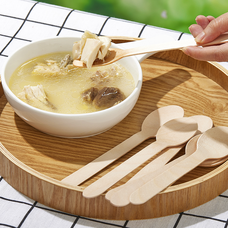 Single-use Wooden Ice Cream Scoop with Rounded Tip - 100% natural wood 160mm