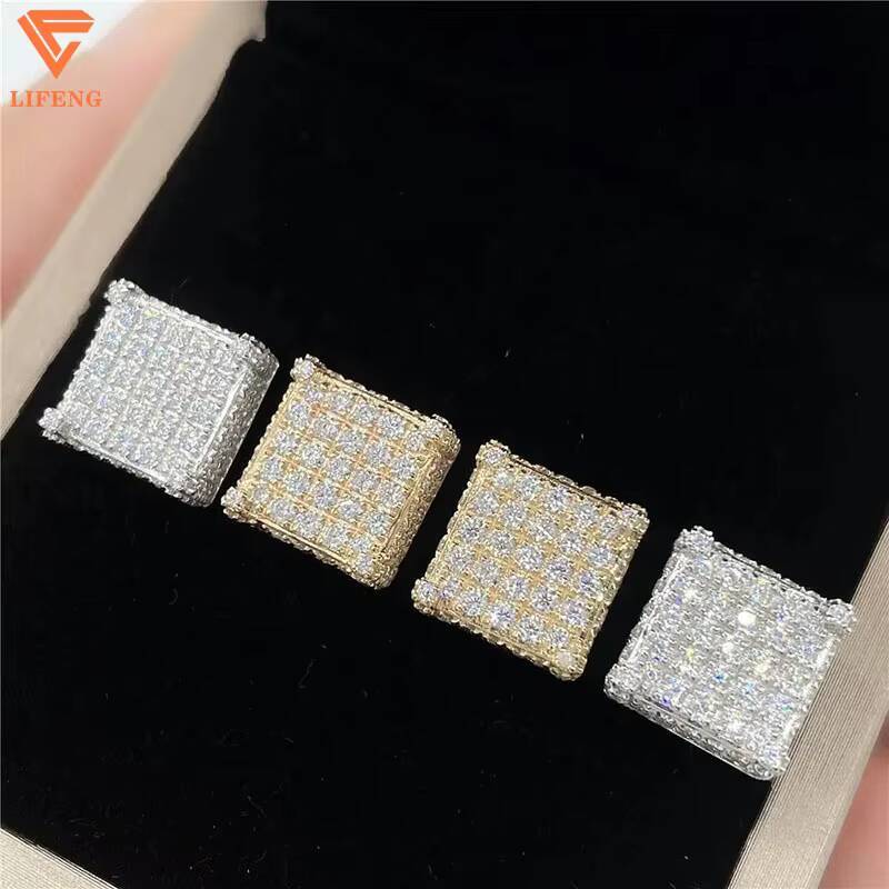Custom Flowers Fashion Stud Earrings Jewelry Women VVS Moissanite Diamond Trendy Earrings Hip Hop Statement Silver Earrings