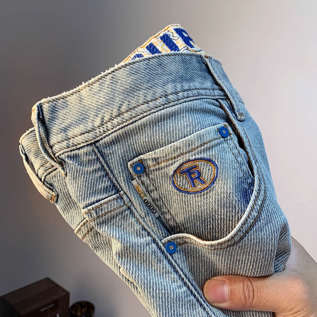 Summer casual jeans for men light-color retro matte and form-fitting 9-inch pants high-end light luxury skinny stretch men's pants