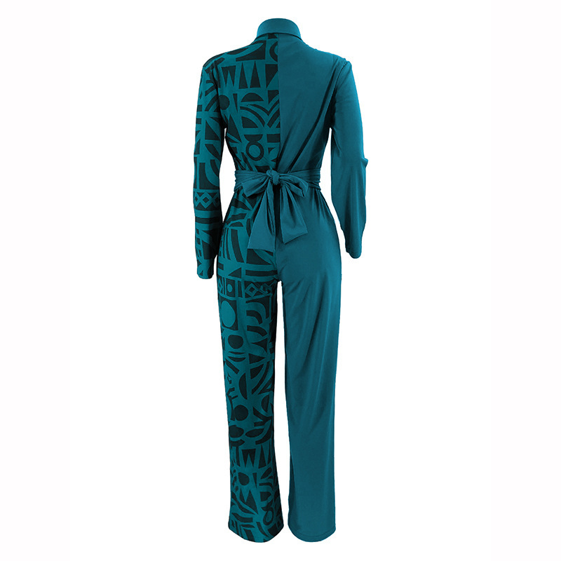NF129 Autumn and Winter Womens Solid Color Patchwork Pocket Fashion Casual Jumpsuit