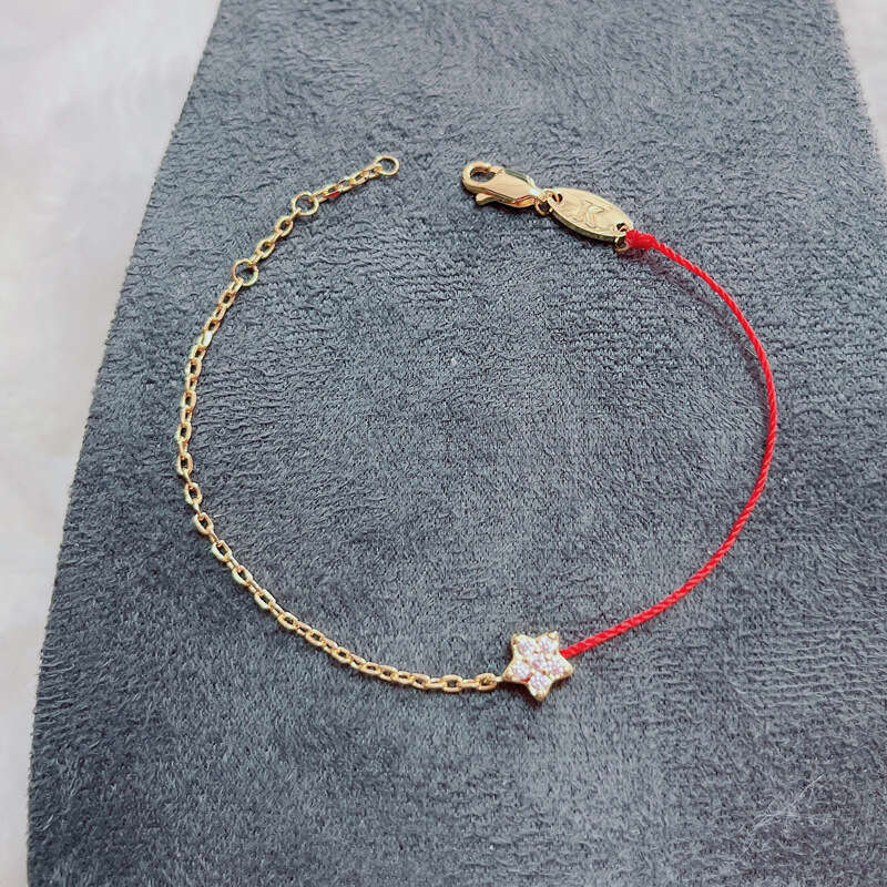 French Paris Little Red Rope Valentine's Day Girlfriend Zodiac Year Handmade Woven Lucky Five-Pointed Star Bracelet New