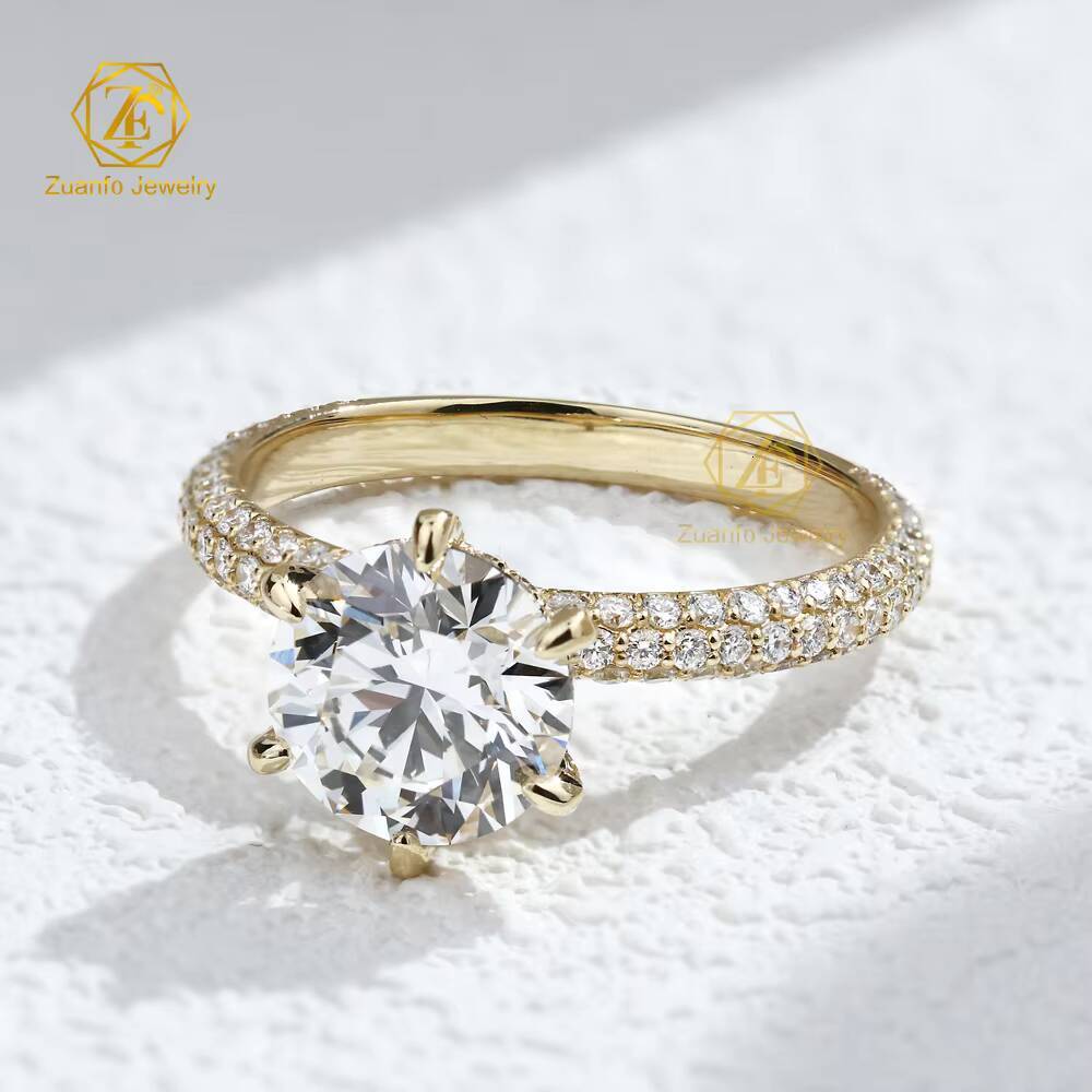 Wholesale Price 1CT 2CT 3CT D VS1 IGI Lab Grown Diamond Ring Round Cut 10K 14K 18K Yellow Gold Rings for Engagement Wedding