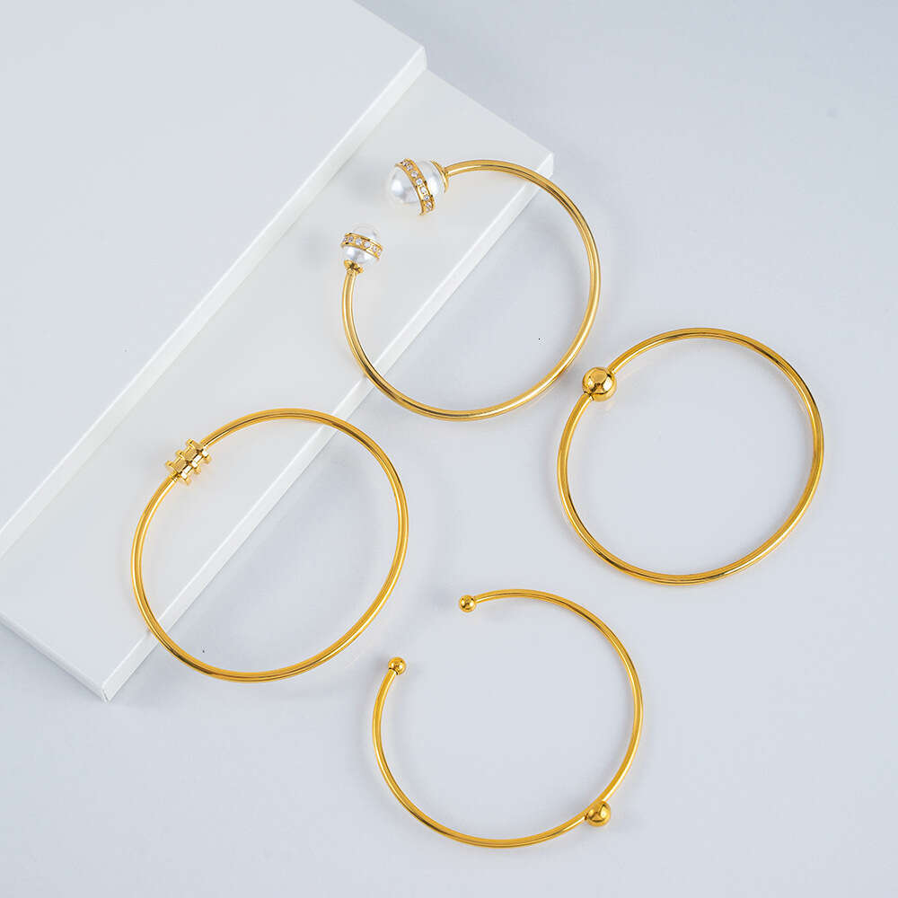 Fashion Stainless Steel Style Gold-Plated Small Waist Adjustable Plain Band Non-Fading Design Sense Bracelet