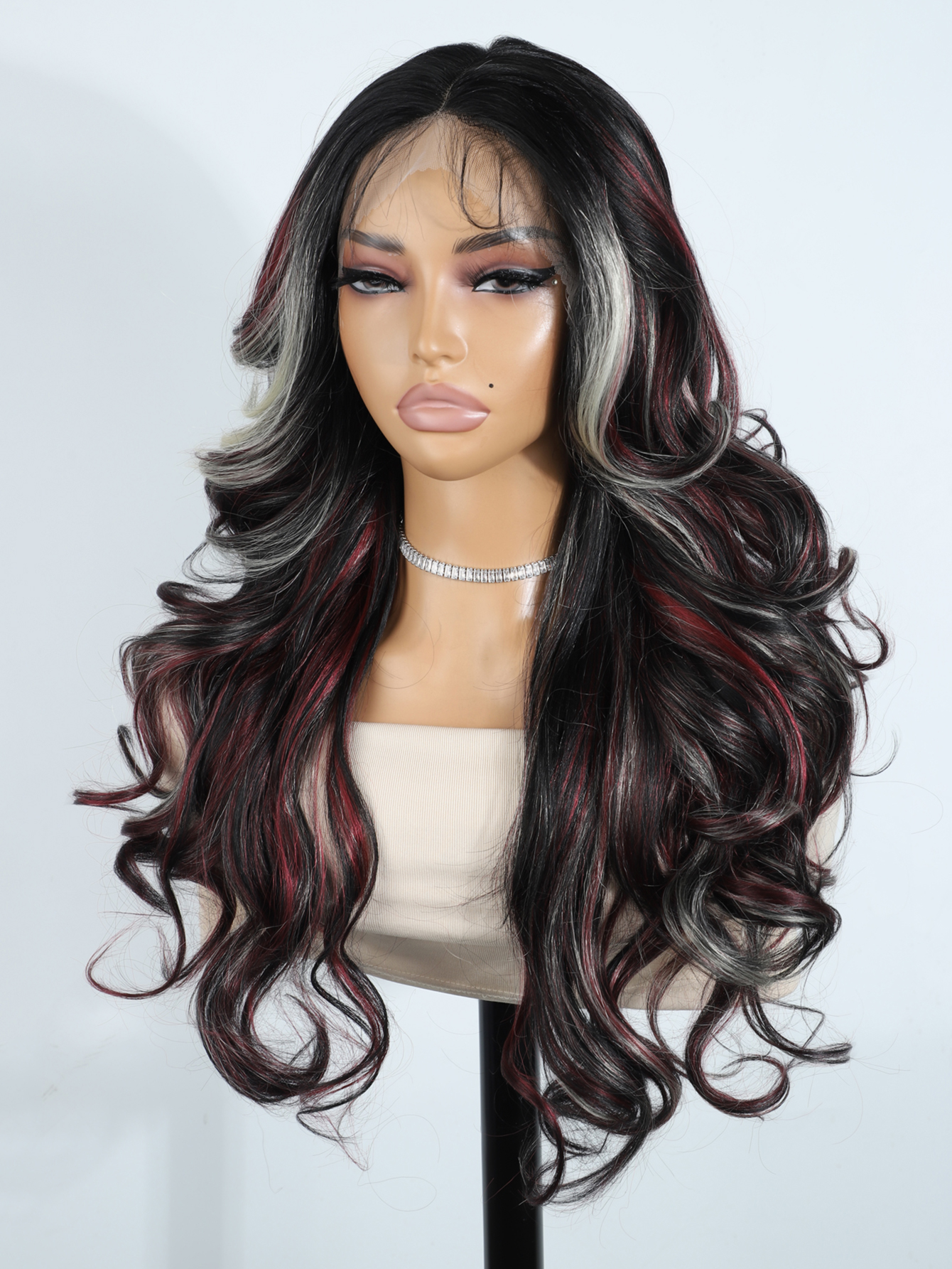 Rebecca Fashion Synthetic Hair 13*4*1 Lace Front Wigs For Women 24 Inch Highlight Honey Brown Body Wave Wig Lace Wig High Temperature Fiber