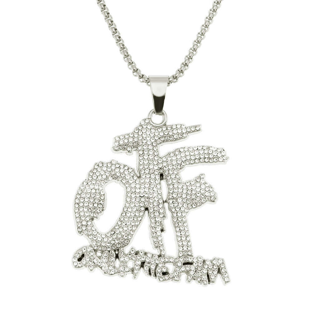 Domineering Cool Personality 3D Creative Trendy Full Dia Spliced Letter Pendant Necklace Accessory Hanging Ornament
