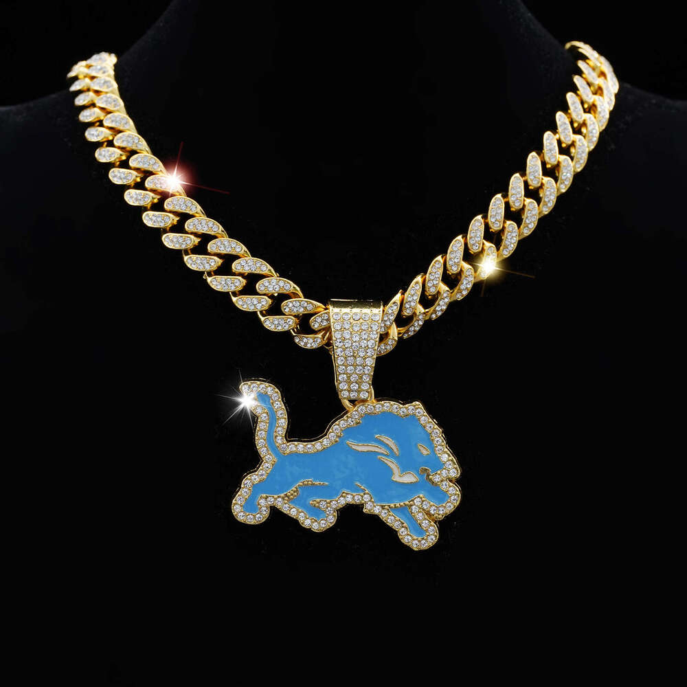 Hot Selling Jewelry Men's Personality Hip Hop Cuban Necklace Fashion Cool Lion Team Pendant