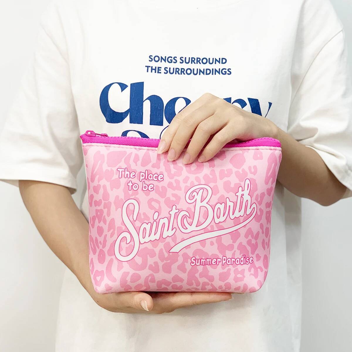 Large Capacity Zipper Cosmetic Bags Portable Striped Ladies Neoprene Makeup Fashion Women's Travel Toiletries Bag