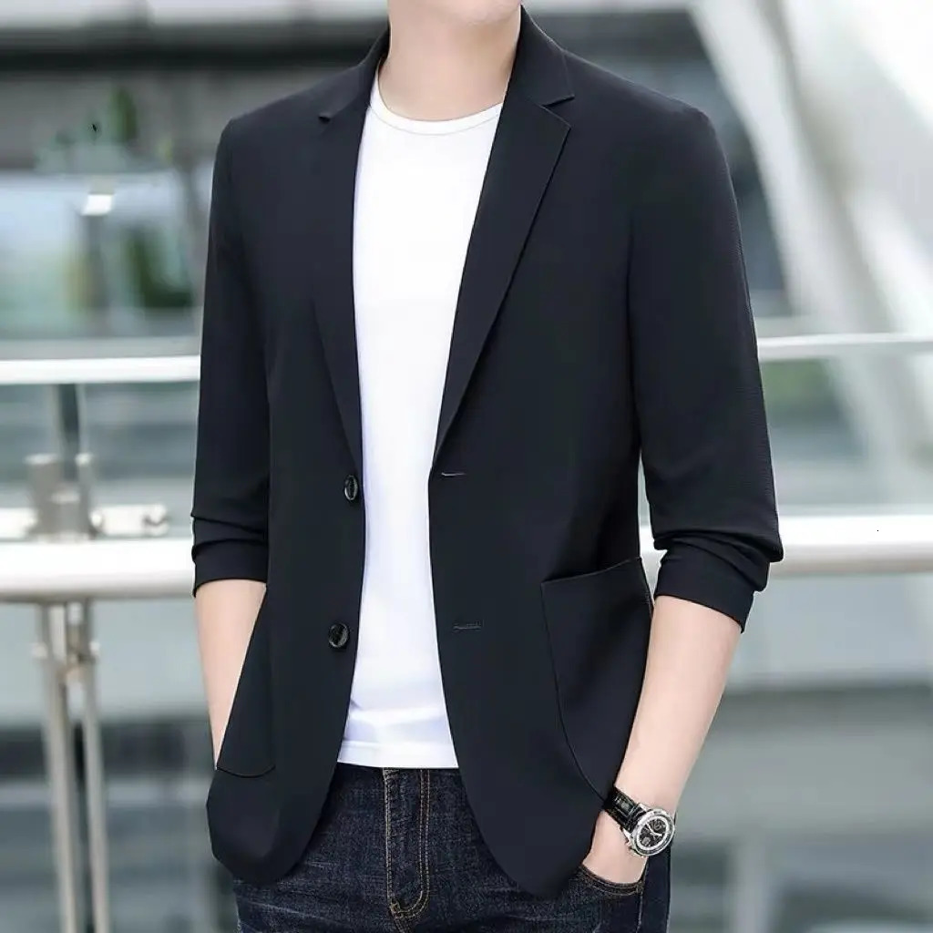Mens Suit Jackets Oversize Summer Single Breasted Coat Plus Big Size Black Simple Male Blazer in Spring Clothes Casual 2024 250724
