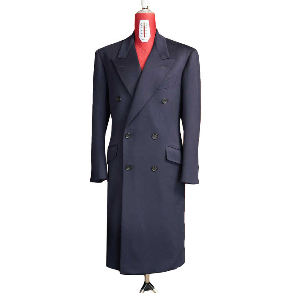 Handsome One Piece Formal Men Suits Wedding Tuxedos Thick Wool Long Coat Men Jacket Double Breasted Peaked Lapel Blazer Business Custom Made