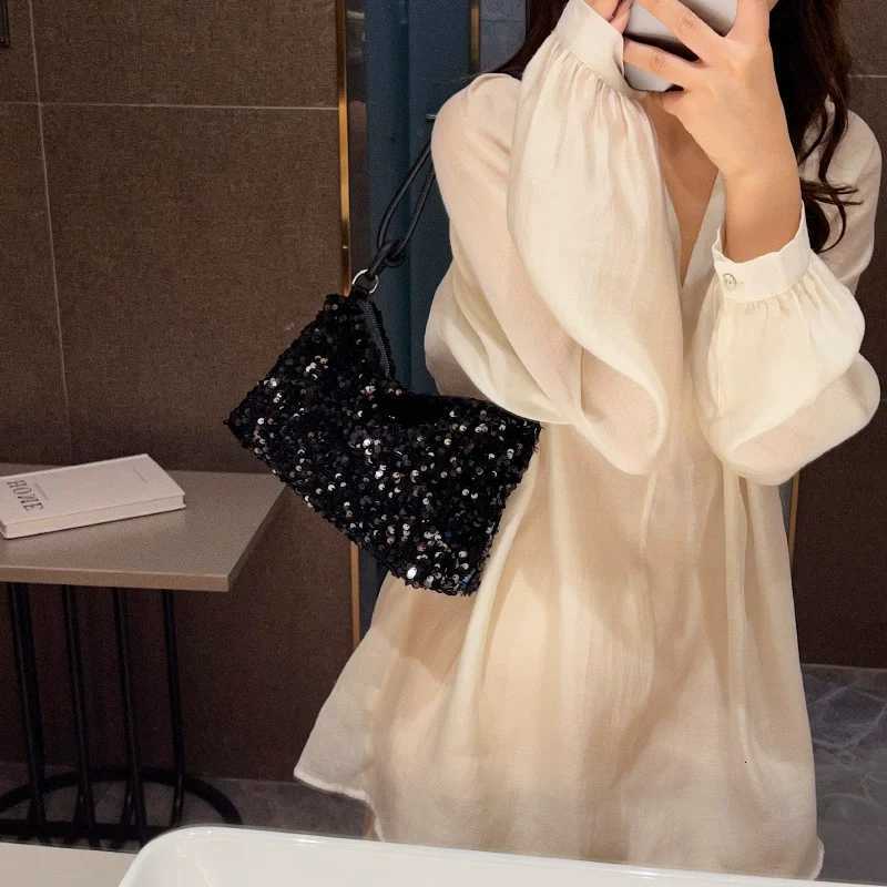 Womens New Korean Style Shoulder Bag Popular Sequin Handbag Wedding Banquet Shoulder Bags Bling Sequins Wallets Underarm Bag Y250729