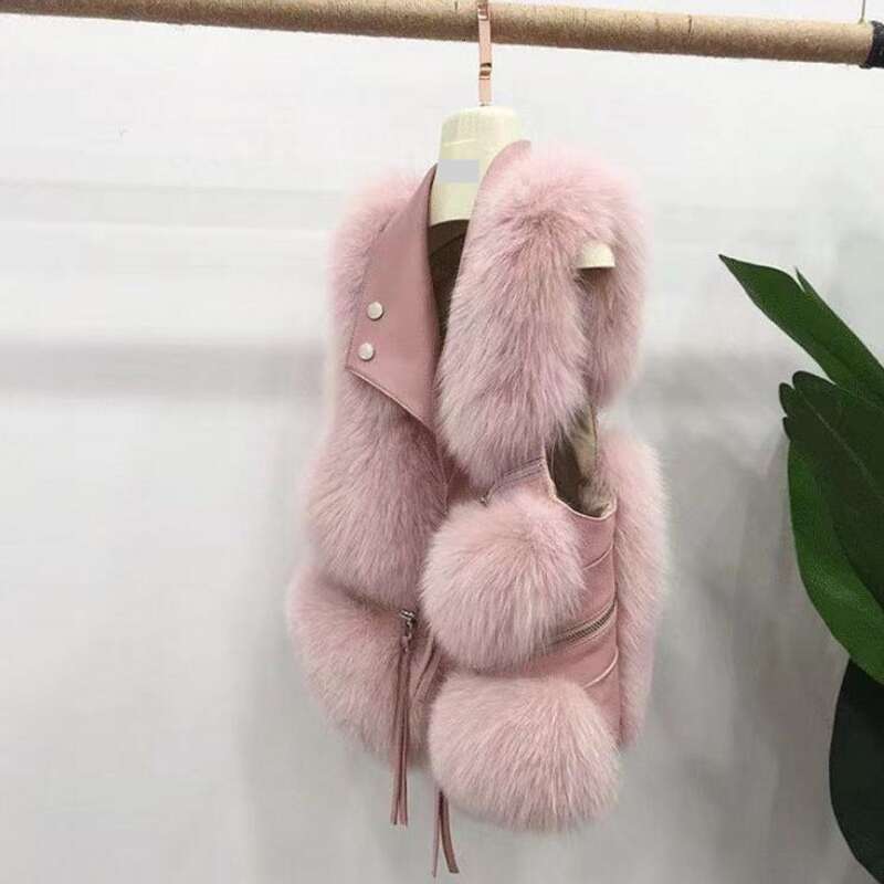 Women's Clothing Coat Haining Manufacturer New Zipper Splicing Short Fur Vest Young Style