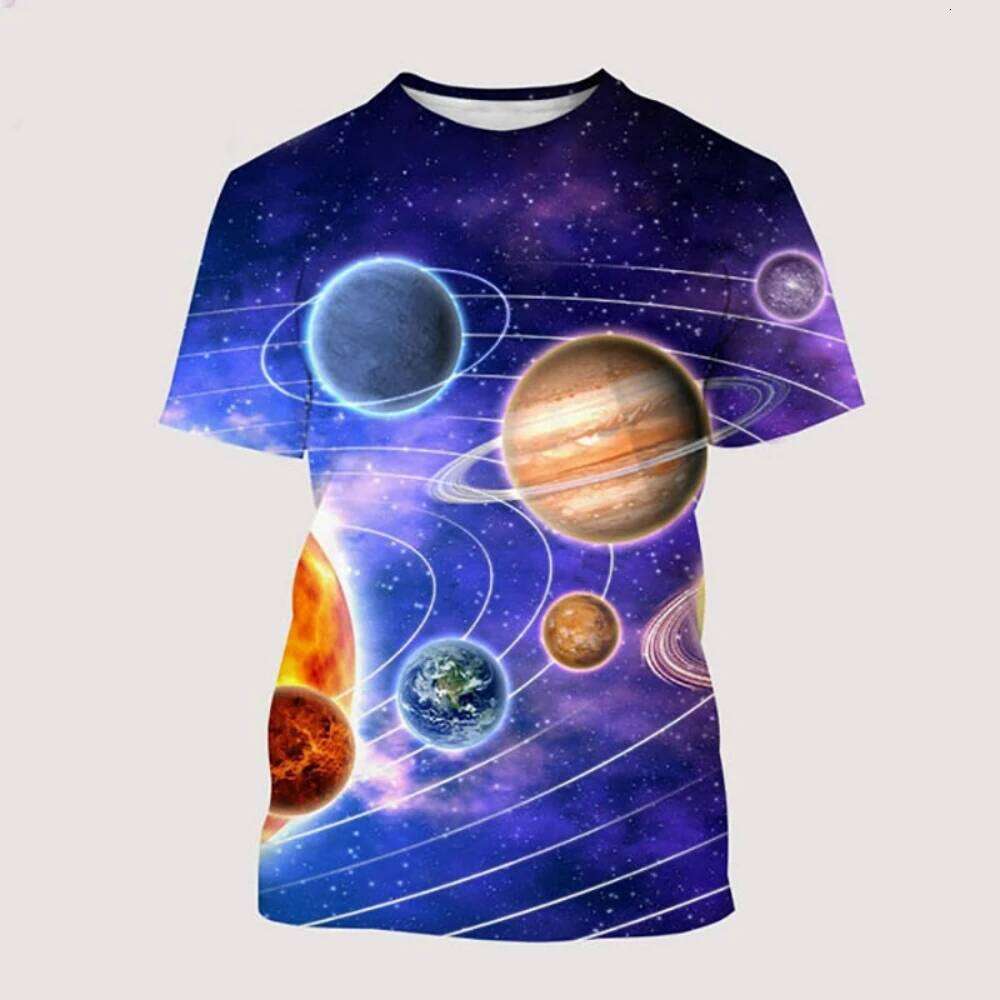 Summer Galaxy T-Shirt for Men New Outer Space Planet 3D Print T-Shirts Outdoor Sports Casual Loose Breathable Men's Clothing