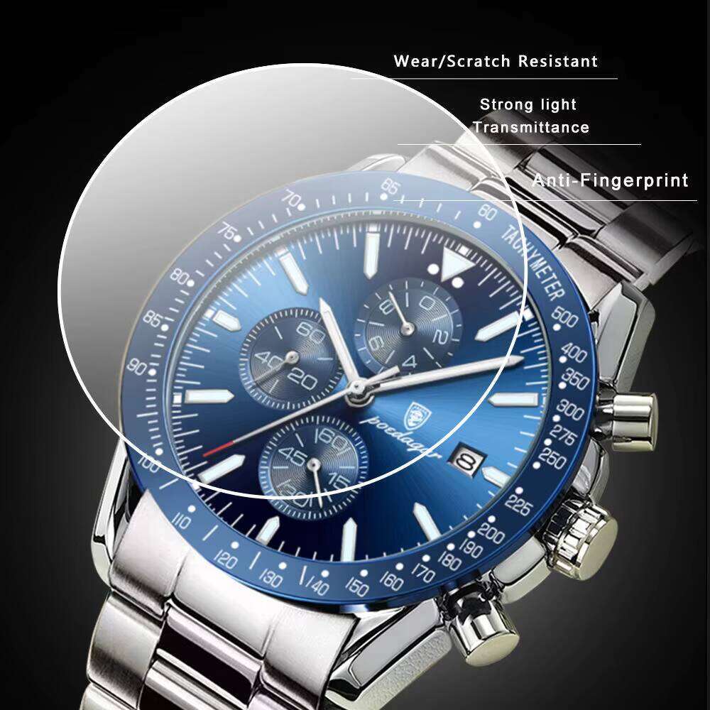 DHwatches POEDAGAR Fashion Sports Chronograph Waterproof Luminous Stainless Steel Quartz Watch Men's China Benyar