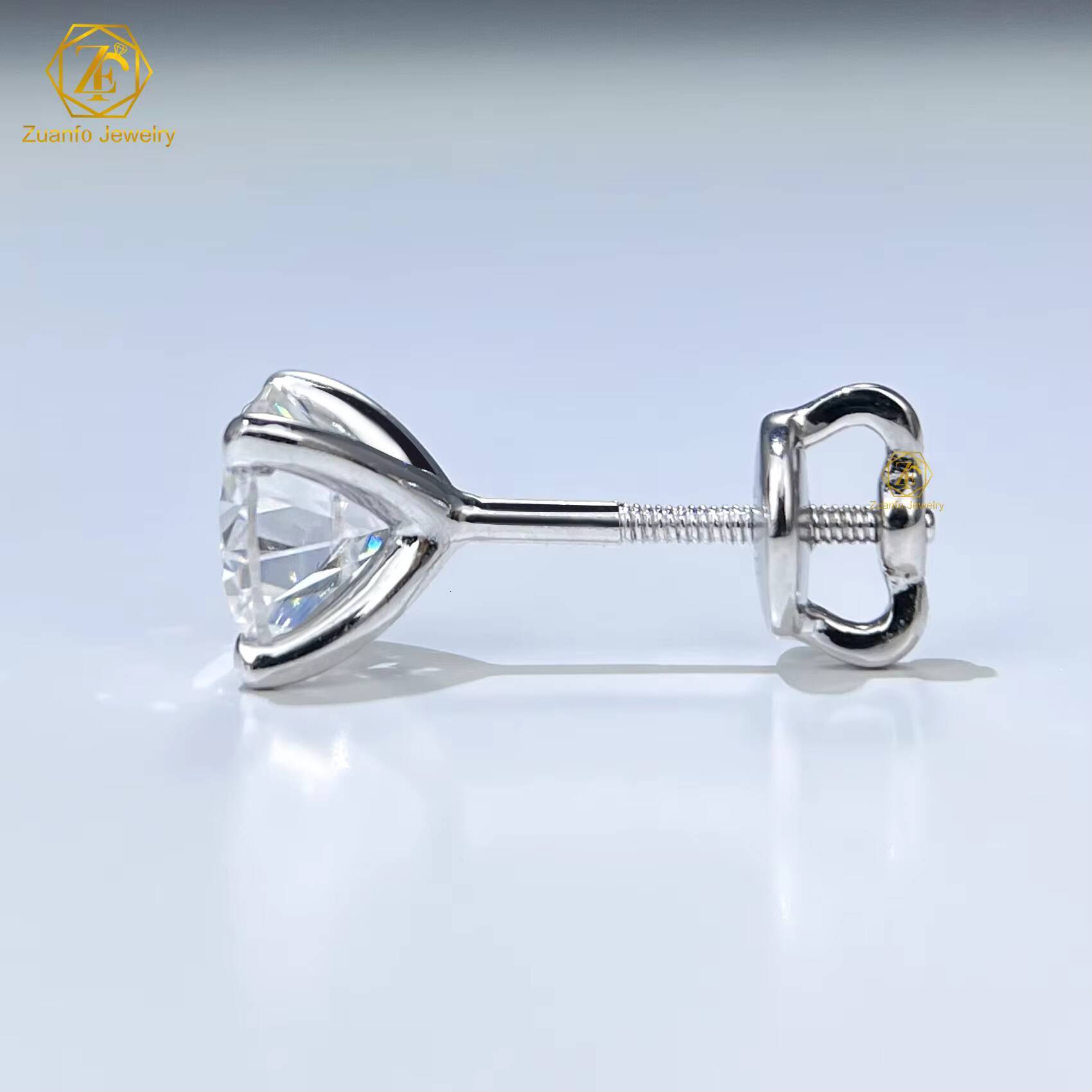Hot Selling 925 Sterling Silver 6.5MM 1CT 4-Prongs Screw Back D VVS1 Moissanite Diamond Stud Earrings for Weddings Parties Gifts