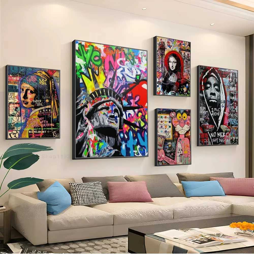 1PCS Graffiti Wall DIY 5D diamond art painting Art Wall Murals Decor Game Room Decor Gifts Cat Cars frameless Y250624