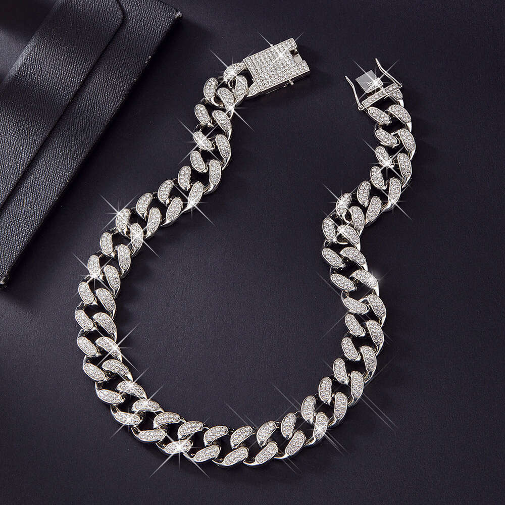 19mm Dia-Encrusted Chain Hip-Hop Exaggerated Personality Trendy Cuban Necklace