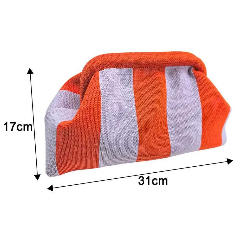 Women Handbag Colorblock Knitted Women Bag Large Mouth Cosmetic Cellphone Keys Stoarge Pouch Summer Beach Clutch Lady Purse Y250729