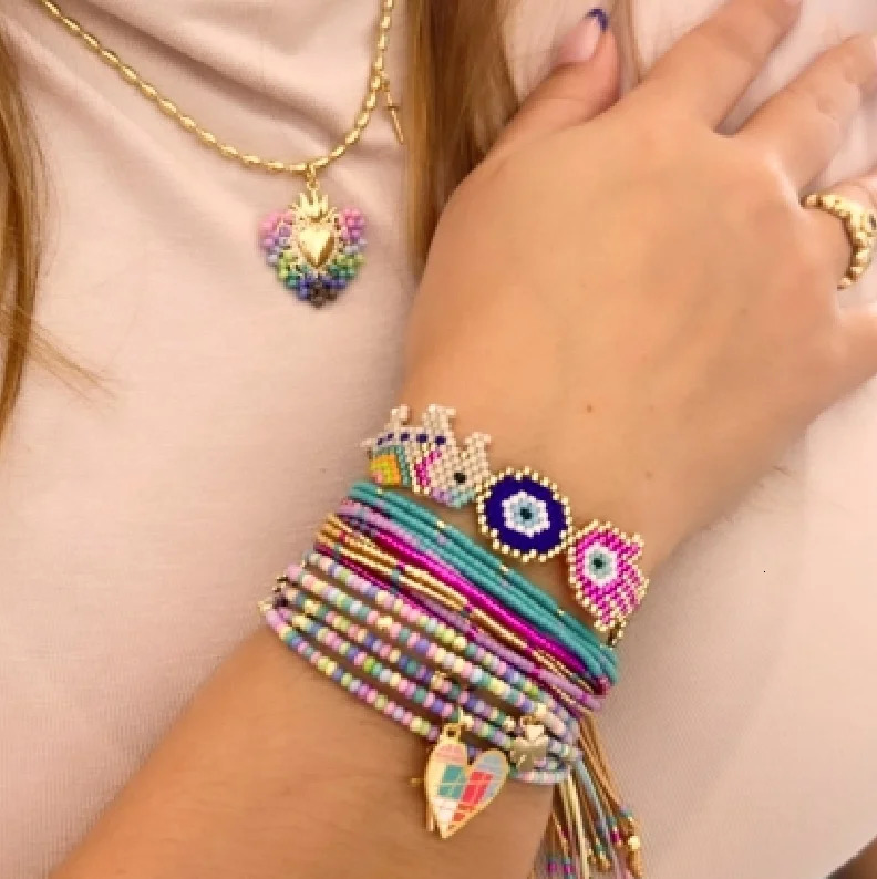 Handmade Woven Bracelet for Women Adjustable Miyuki Fashion Jewelry flower palm Exquisite Bracelets 250730