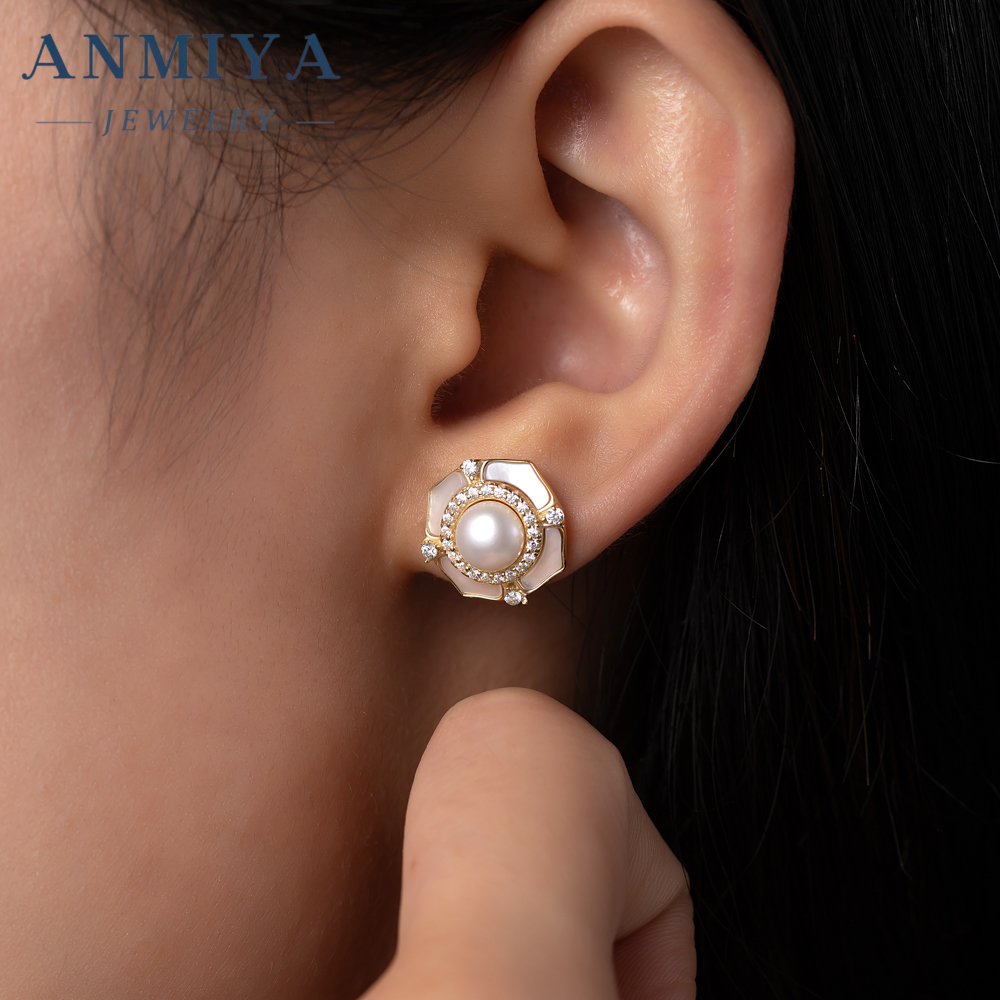 925 Sterling Silver 18K Gold Plated Dainty Flower Stud Earrings