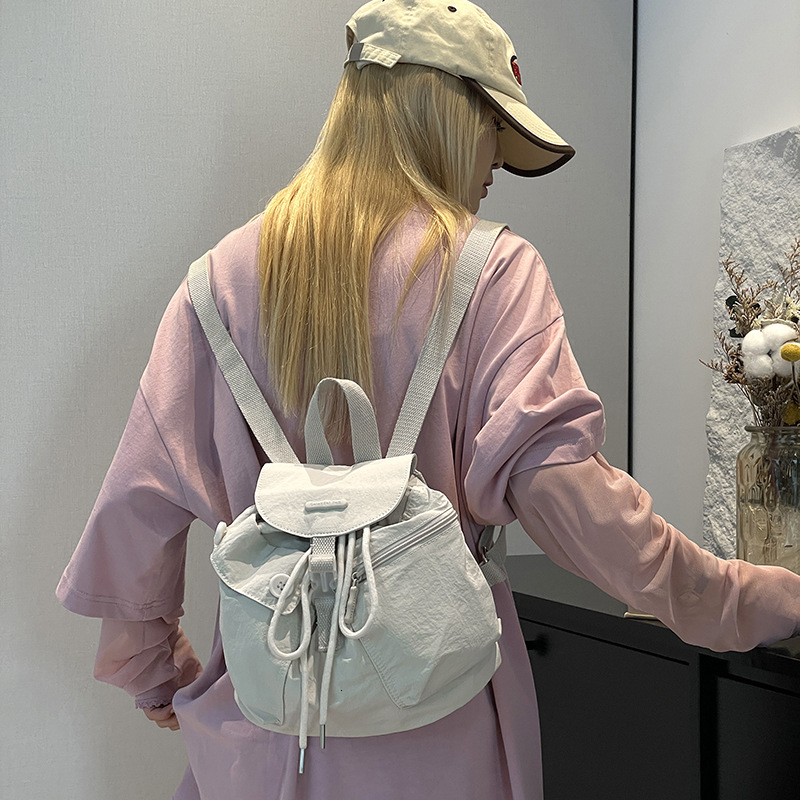 Colorful Fox New Korean Style Ins Women's Niche Design Lightweight Pocket Button Drawstring Backpack ddmymoon