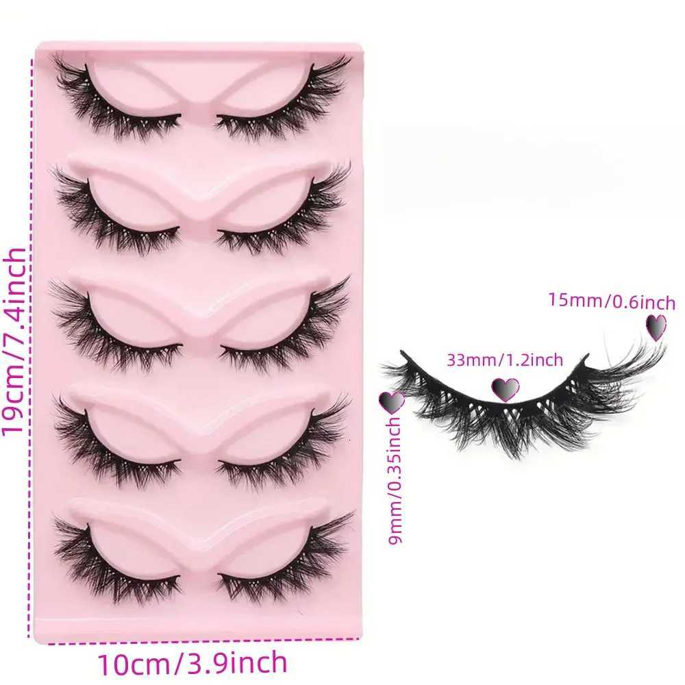 5pairs 3D Cat Eye Lashes Faux Eyelashes Natural Long Full Strip Lashes Winged End Eye Elongated Fake Lashes Soft Eyelashes Z250730