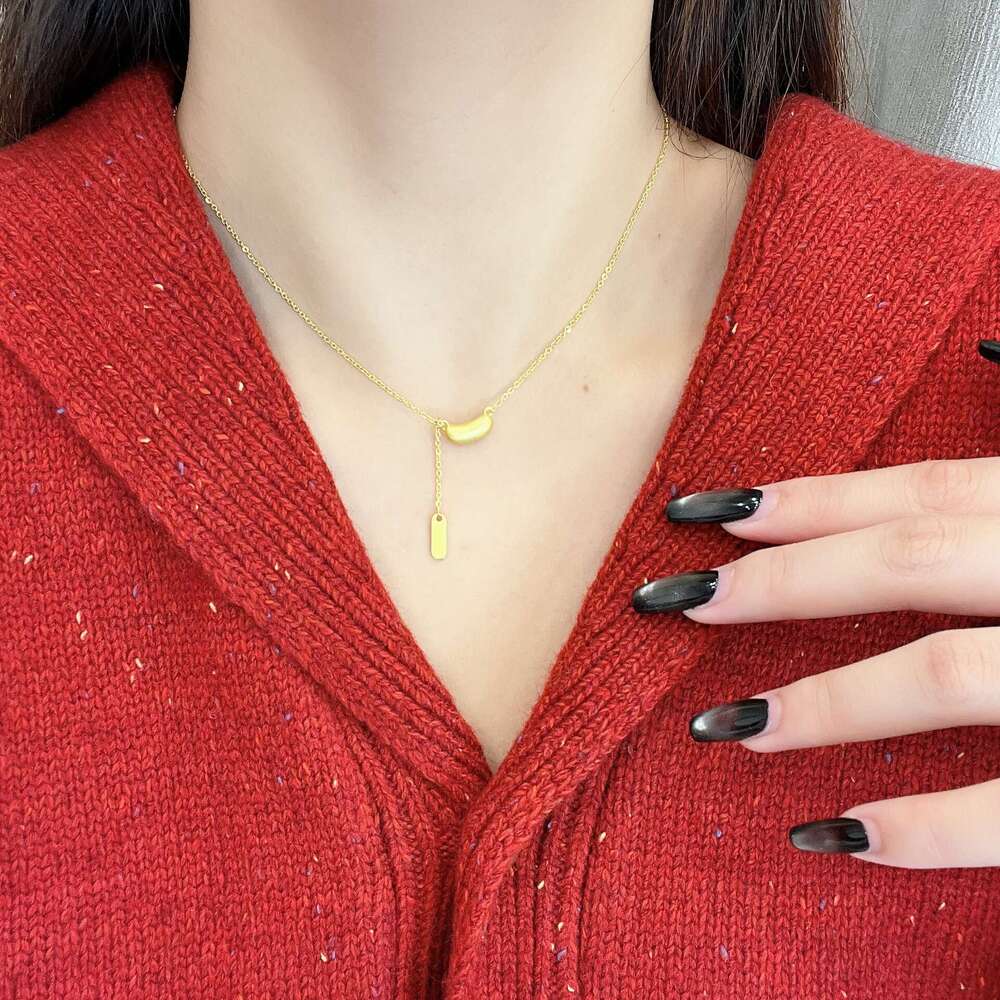 Acacia Bean Necklace Women, Collarbone Chain, Internet Celebrity Simple Elegant High-End Gold 2024 New Style, Cool and Versatile for Women 96c