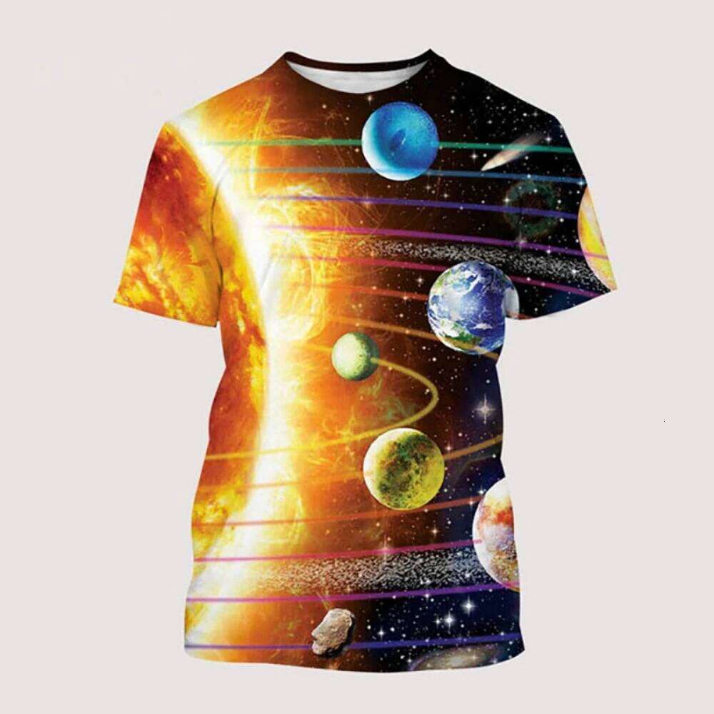 Summer Galaxy T-Shirt for Men New Outer Space Planet 3D Print T-Shirts Outdoor Sports Casual Loose Breathable Men's Clothing