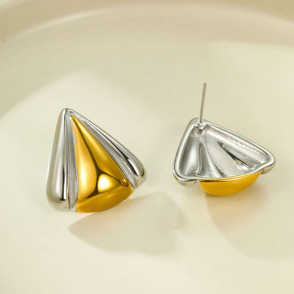 Stainless Autumn Winter Light High-end Feel Triangle Electroplated Fashion Titanium Steel Stud Earrings