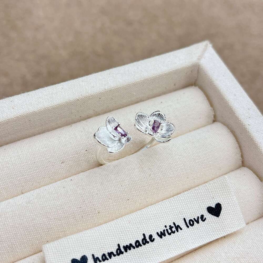 Purple Zircon Iris Double Three-Dimensional Cool Sense Light Luxury National Style Open 2025 Spring New Ring d4b