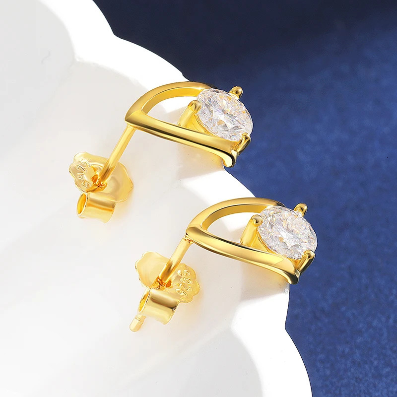 TBCYD 2CT D Color Round Stud Earrings For Women S925 Silver 18K Gold Plated Diamond Ear Studs Christmas Gifts Jewelry 250722