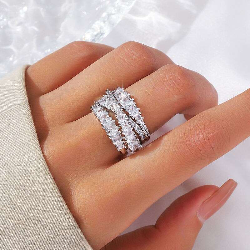 Hot Selling Exquisite Fashion Diamond-Studded Creative Cross Irregular Alloy Ring Jewelry