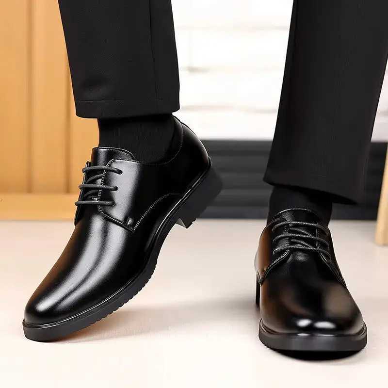 Leather Shoes for Men Dress Black Formal Square Toe Mens Casual Derby Shoe Business Cowhide Designer New in Singapore Y250730